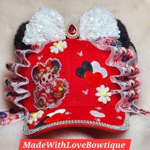 MINNIE MOUSE RED & WHITE THEME Cap With BLACK POMPOM Ear & BOW